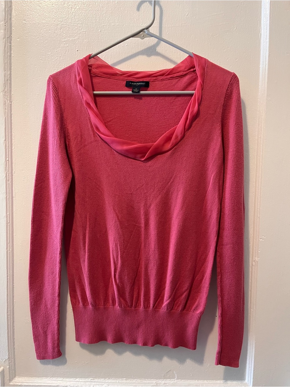 Banana Republic Bright Pink Cowl Neck Sweater